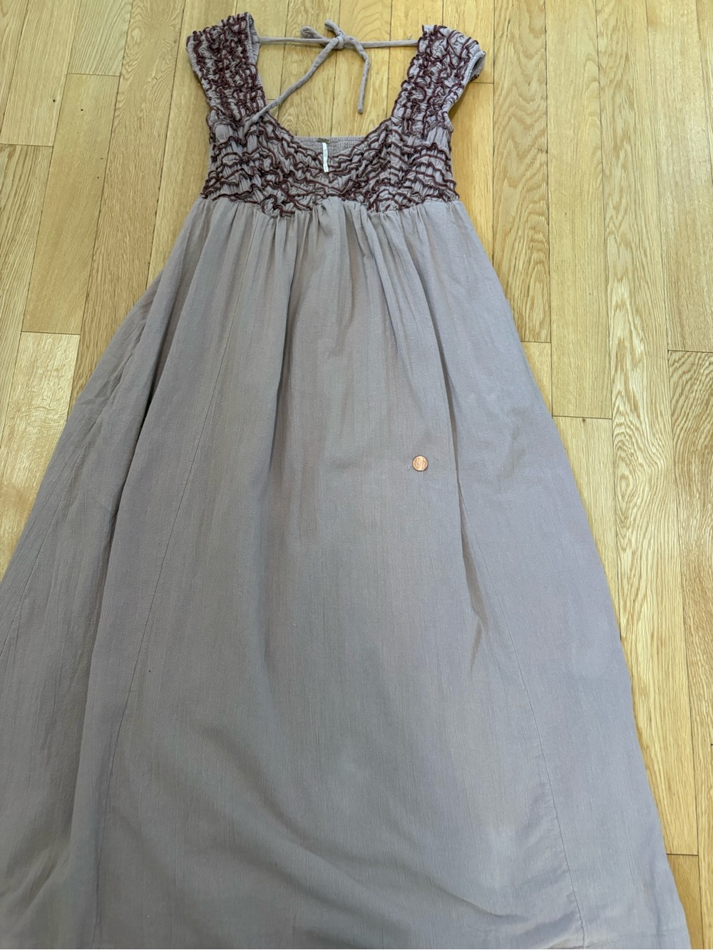 Free People Feel the Frill Midi Dress Mauve Smocked Ruffle Boho Chic Romantic - Picture 7 of 13